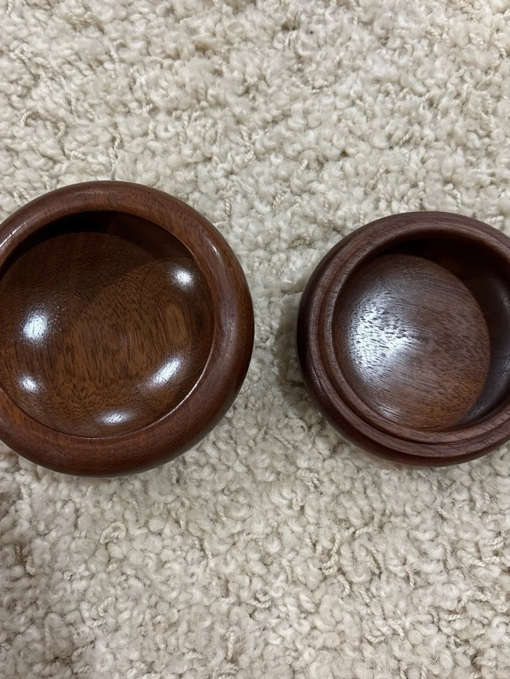 Vintage 1960s VTG Hand Turned Wooden Trinket Box Round Jewelry Keepsake Pot 4”